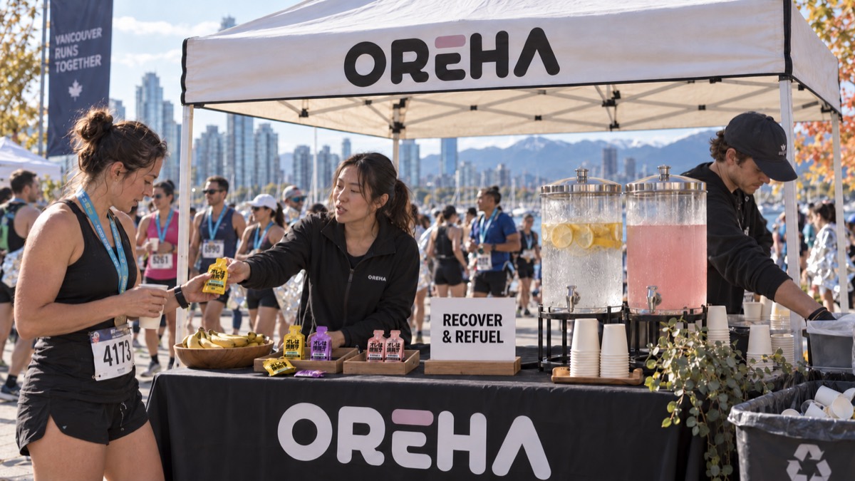OREHA Canada post-race recovery tent serving runners